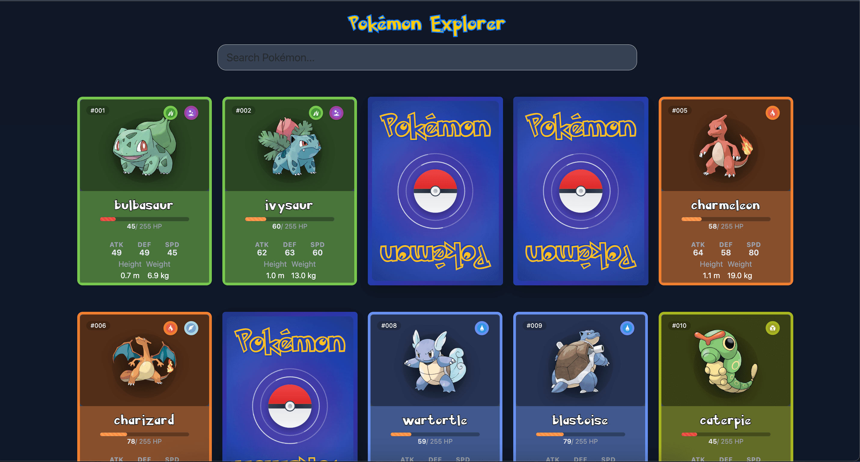 pokemon pokedex gallery project preview